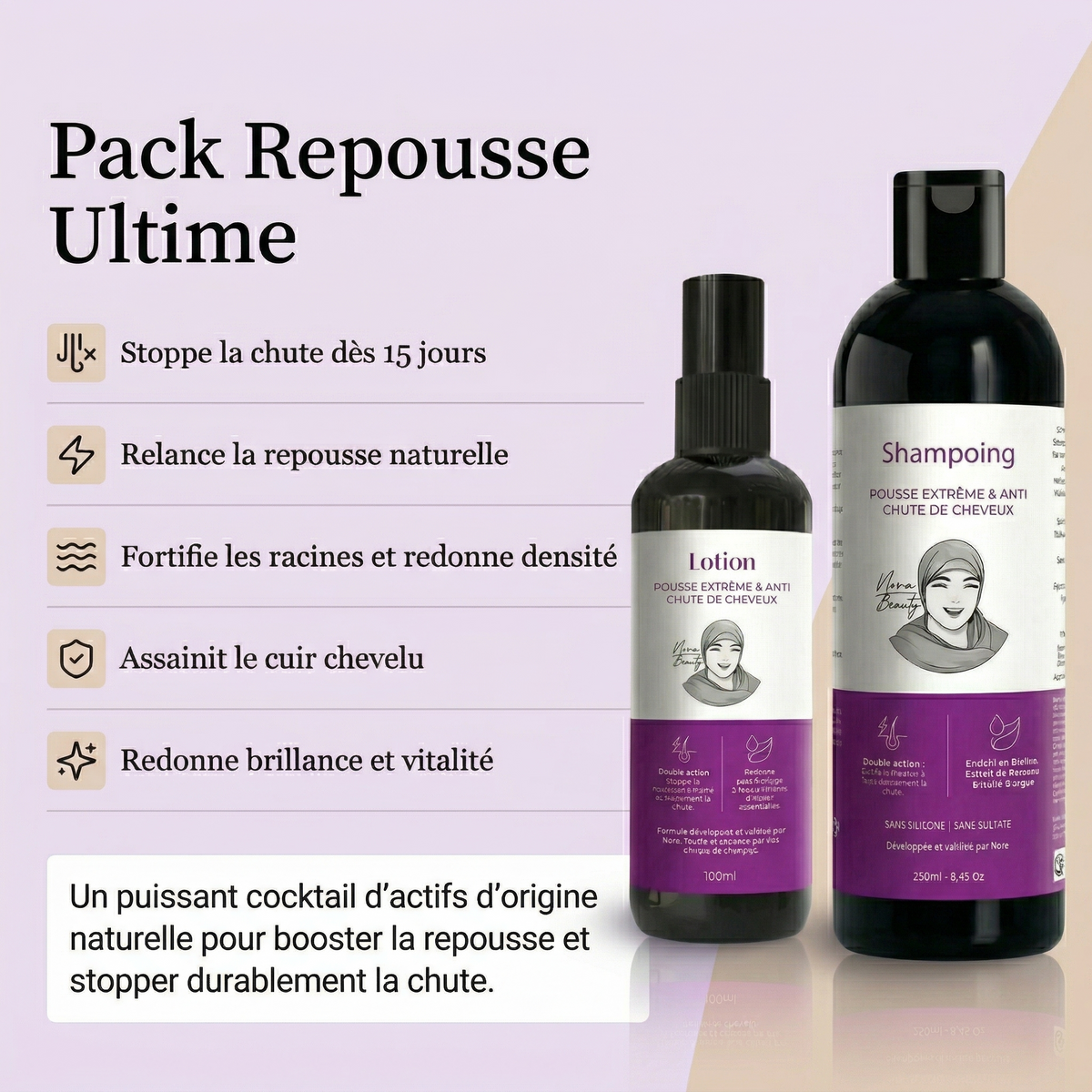 Pack Protocole Repousse Ultime Cheveux - (Shampoing 250 ml + Lotion 100 ml) - PRE COMMANDE