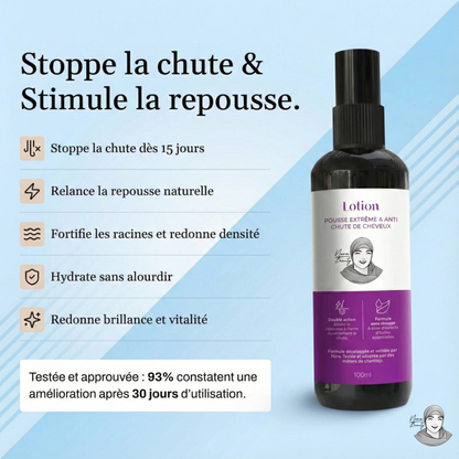 Lotion Pousse Extrême & Anti Chute de Cheveux - 100 ml - Sans Rinçage - Homme