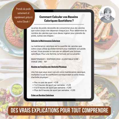 E-book - Prendre du Poids - Petit Déjeuner, Déjeuner, Dîner, Collations + Conseils, Astuces & Bonus