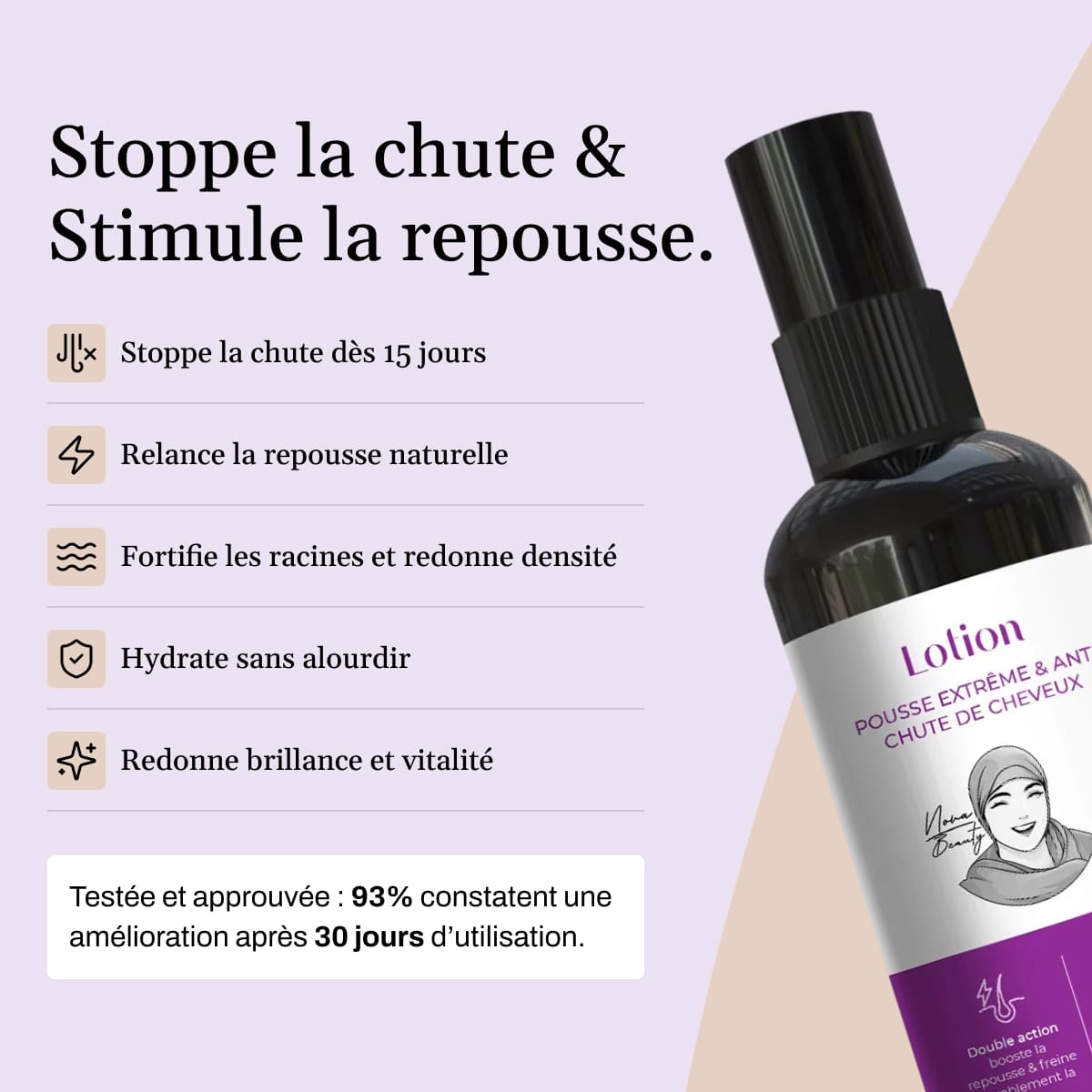 Lotion Pousse Extrême & Anti Chute de Cheveux - 100 ml - Sans Rinçage