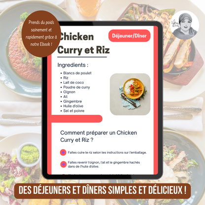 E-book - Prendre du Poids - Petit Déjeuner, Déjeuner, Dîner, Collations + Conseils, Astuces & Bonus