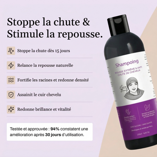 Shampoing Pousse Extrême & Anti Chute de Cheveux - 0% sulfate 0% paraben 0% silicone - 250ml - PRE COMMANDE